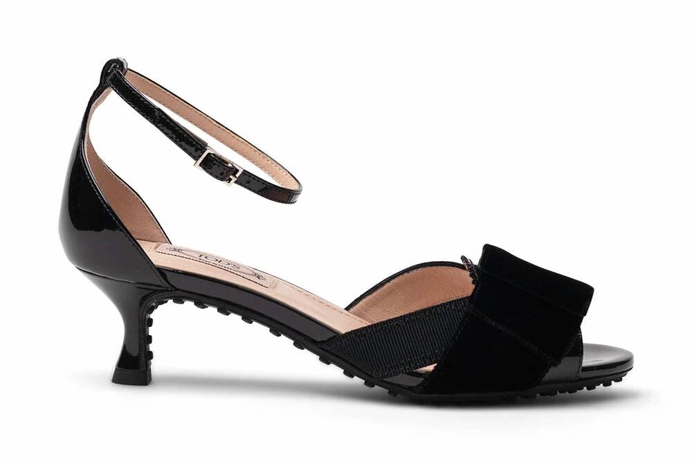 NEW TOD'S women's leather heeled sandals in black